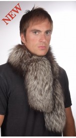 Men's silver fox fur scarf